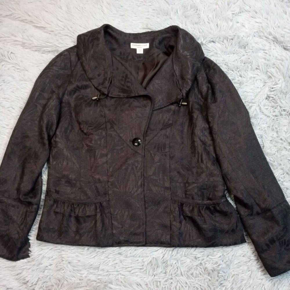 Coldwater Creek Jacket Womens 14‎ Gray Blazer Pockets Button Comfort Casual